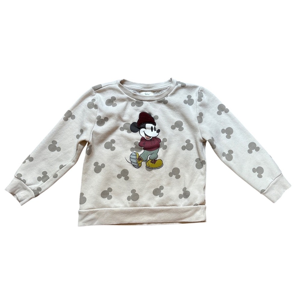 Disney Mickey Mouse Sweatshirt Kids Cream Good Graphic Pullover SIZE 5T‎